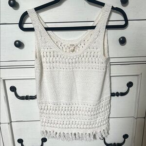 a.n.a. Women's Ivory Crochet Tank Top